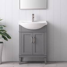 Wall hung vanity unit with round resin basin (w) 1240mm - Grey, 24x12