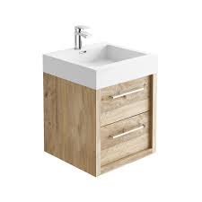 36″ Wall Mount Vanity With A Integrated Sink - Light Oak, 30x12