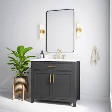 36" Traditional Bathroom Vanity with Resin Sink - Black, 30x12