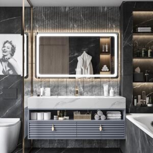 60"Floating Double Sink Vanity - Grey, 30x12