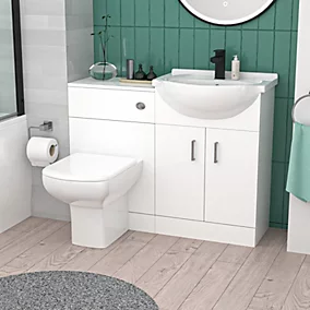 White Vanity Units and Bathroom Furniture - White, 24x12
