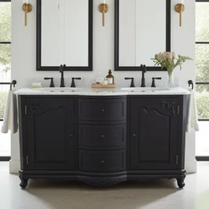 marcello 32 inch wide marble 1 drawer single sink vanity - Black, 30x12