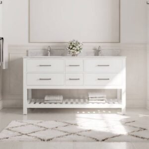 40" Seamless Stone Top with Floating Bathroom Vanity - White, 30x12