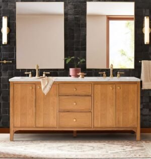 Wallace 72" Double Vanity - Light Oak, 24x12